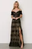 Esperanza Tulle Embroidered Maxi Dress | Black + Nude sold by Baltic Born