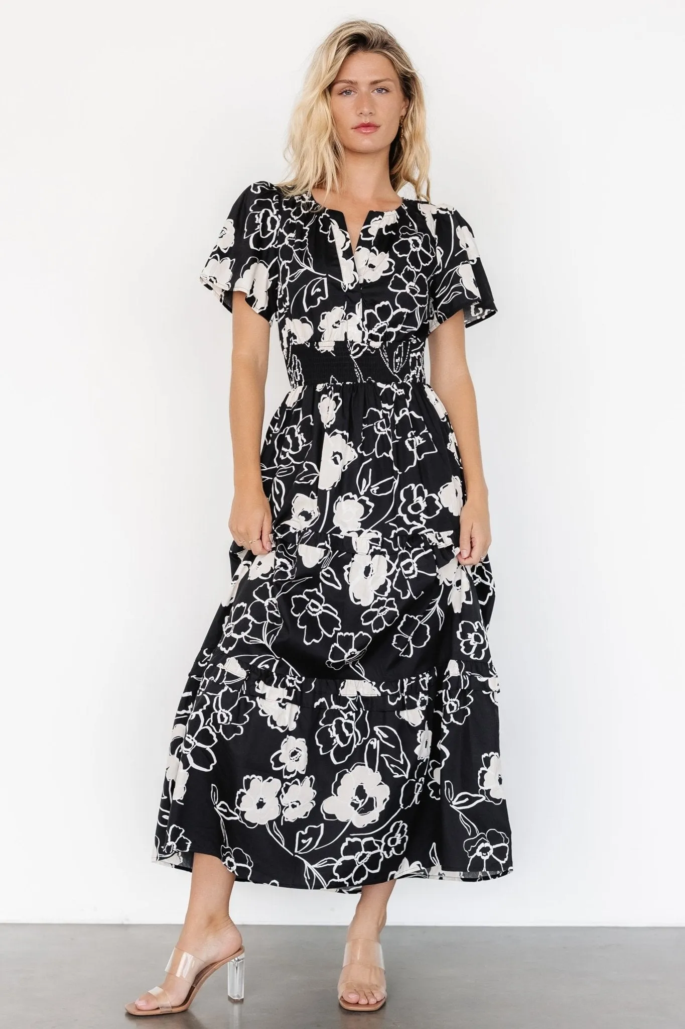 Kiana Poplin Maxi Dress | Black + Cream sold by Baltic Born product image thumbnail 5