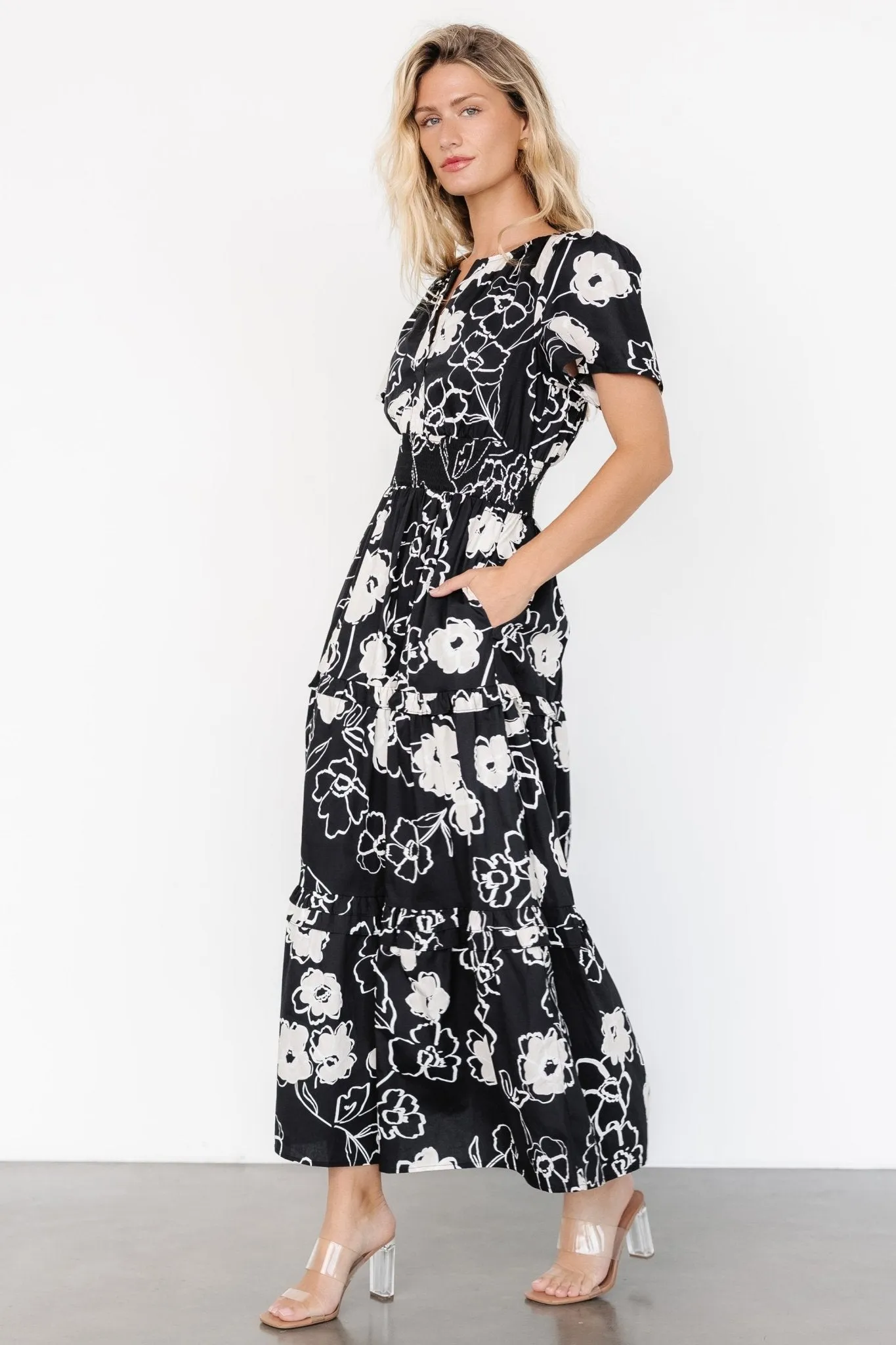 Kiana Poplin Maxi Dress | Black + Cream sold by Baltic Born product image thumbnail 3