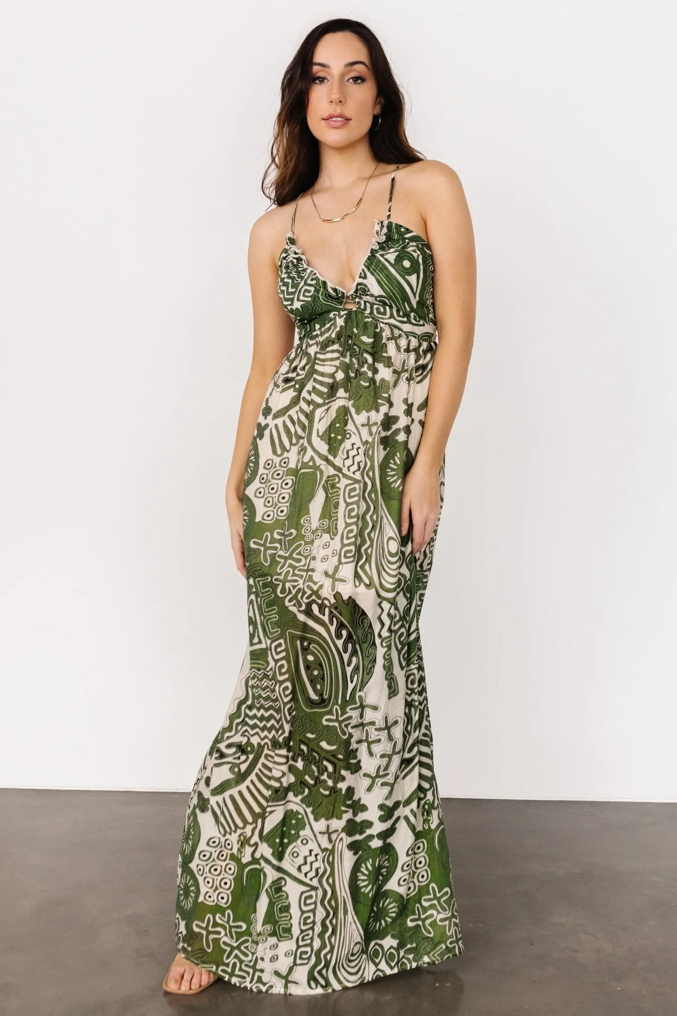 Wallace Open Back Dress | Green Print sold by Baltic Born