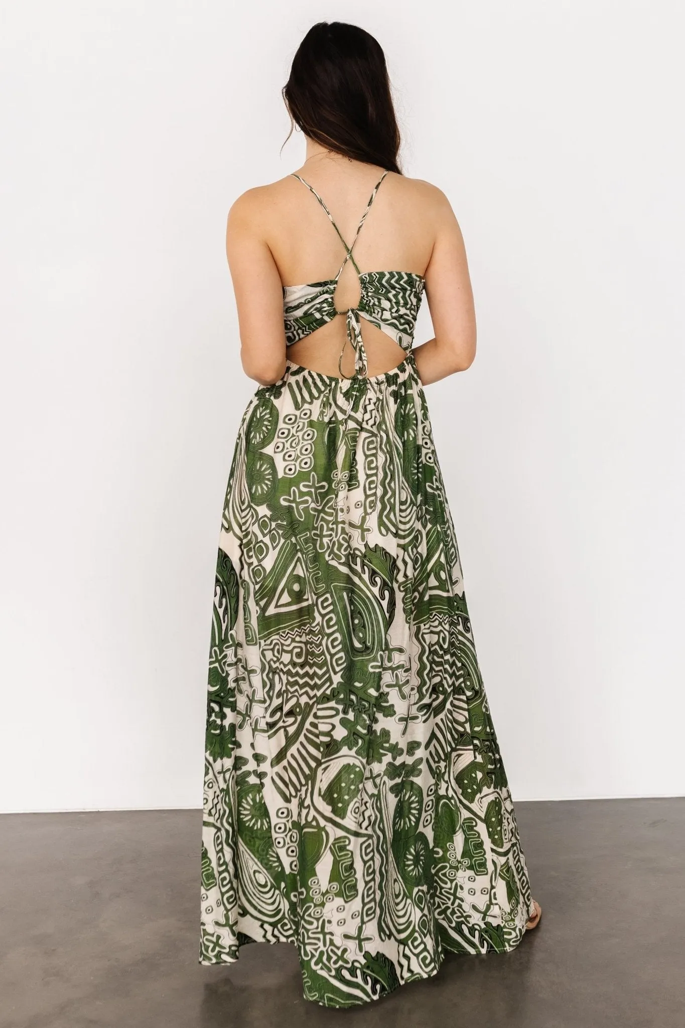 Wallace Open Back Dress | Green Print sold by Baltic Born product image thumbnail 2