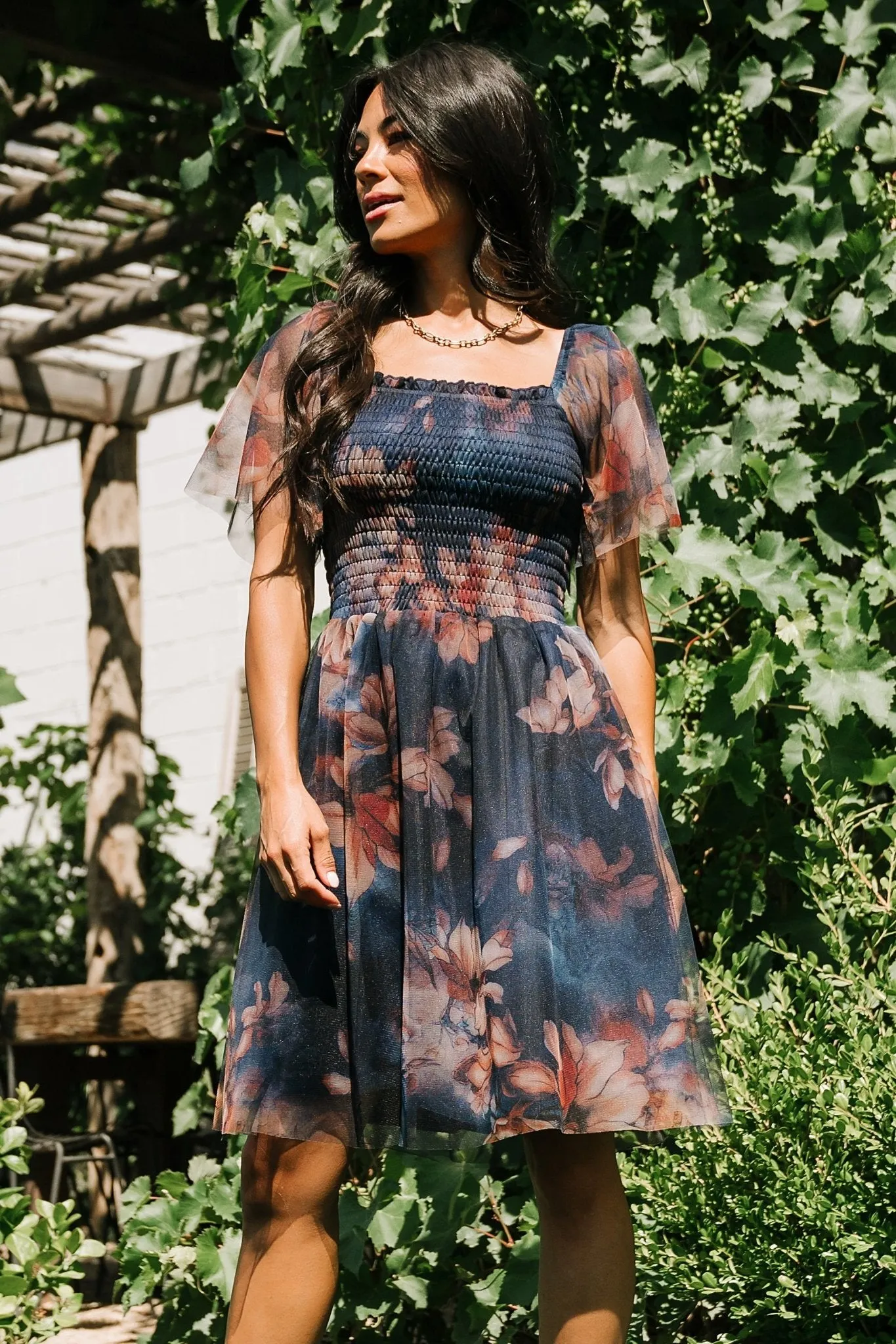tivoli tulle short dress Tivoli Tulle Short Dress | Dark Blue Floral