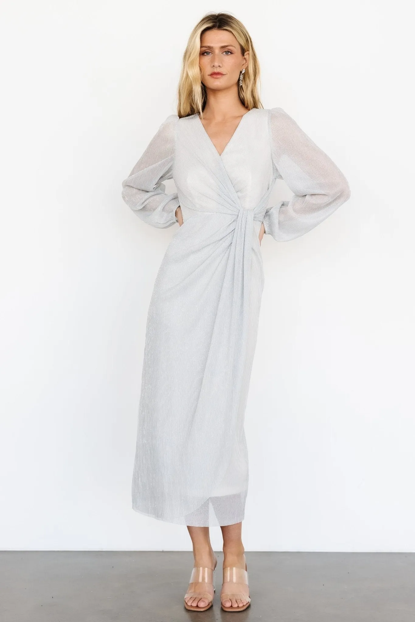 Devlyn Pleated Dress | Silver Shimmer sold by Baltic Born product image thumbnail 4