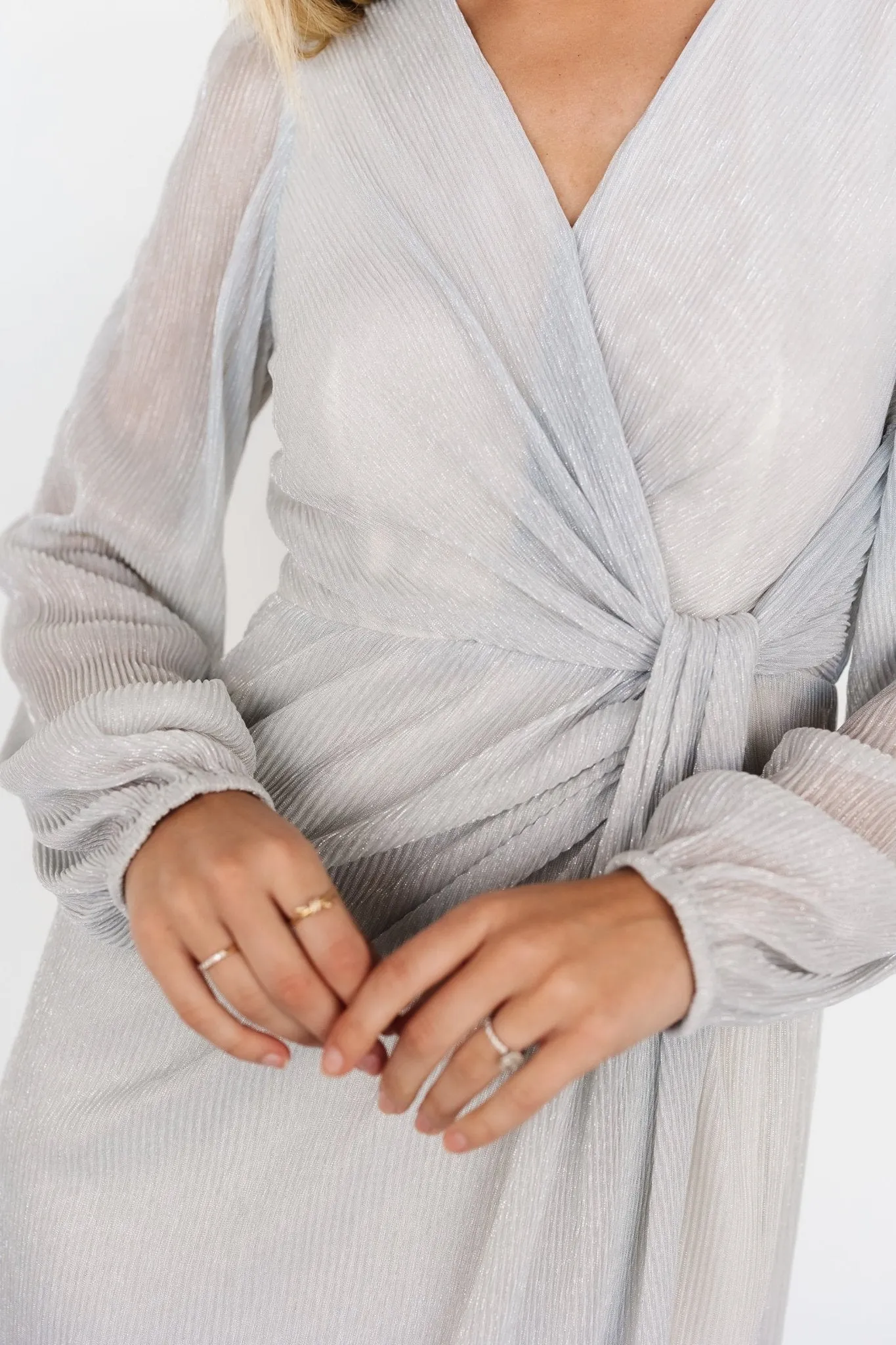 Devlyn Pleated Dress | Silver Shimmer sold by Baltic Born product image thumbnail 2