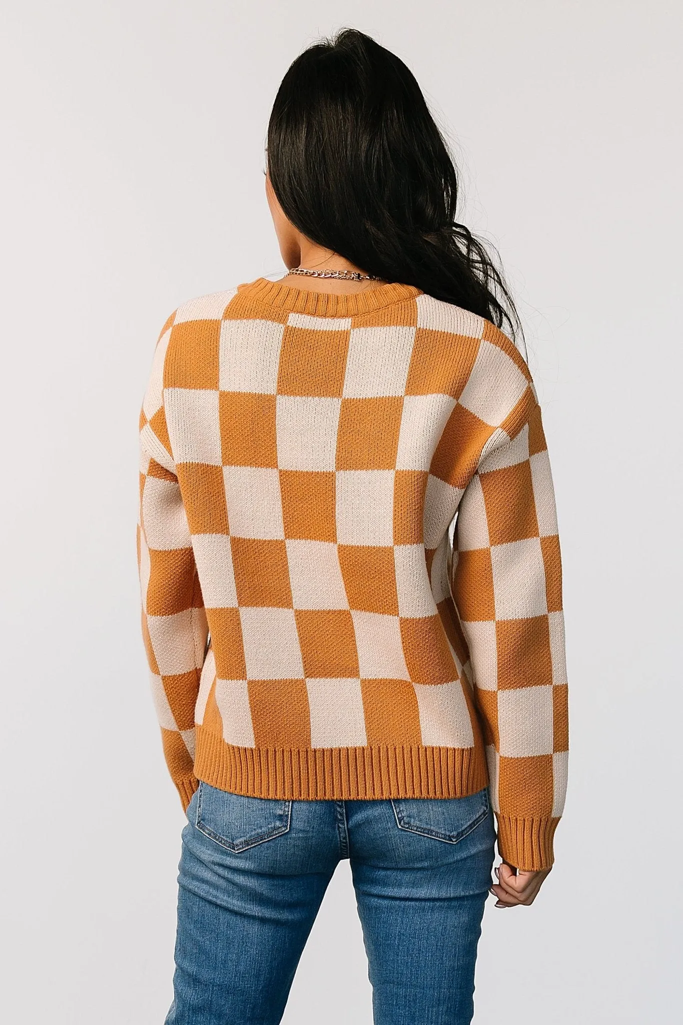 Quincy Checkered Sweater | Pumpkin Spice sold by Baltic Born product image thumbnail 4
