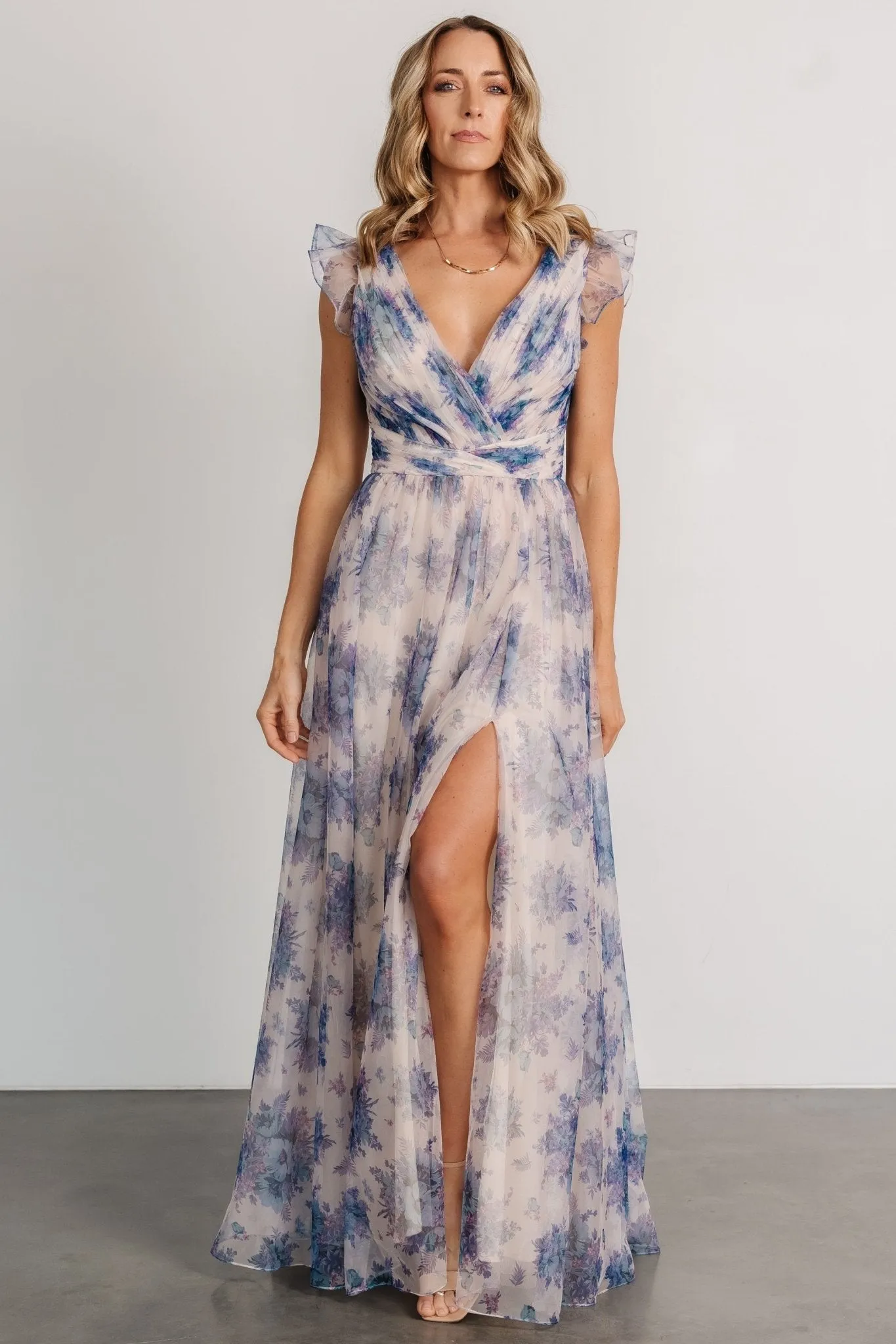 Dimitra Maxi Dress | Natural + Slate Floral sold by Baltic Born