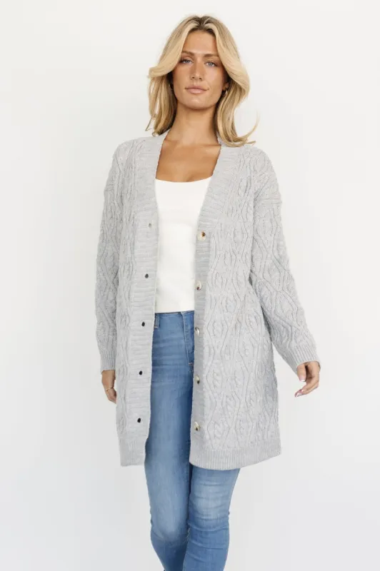Richey Cable Knit Cardigan | Gray sold by Baltic Born