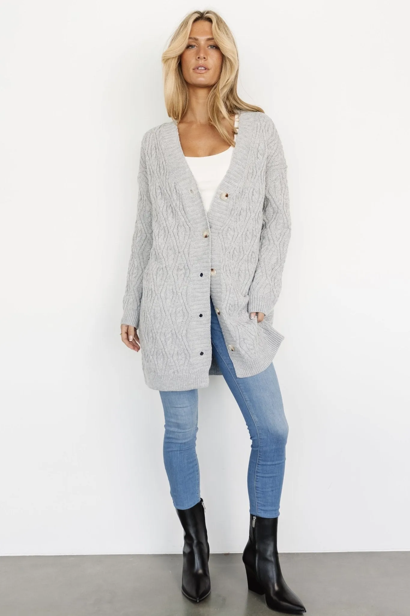 Richey Cable Knit Cardigan | Gray sold by Baltic Born product image thumbnail 2