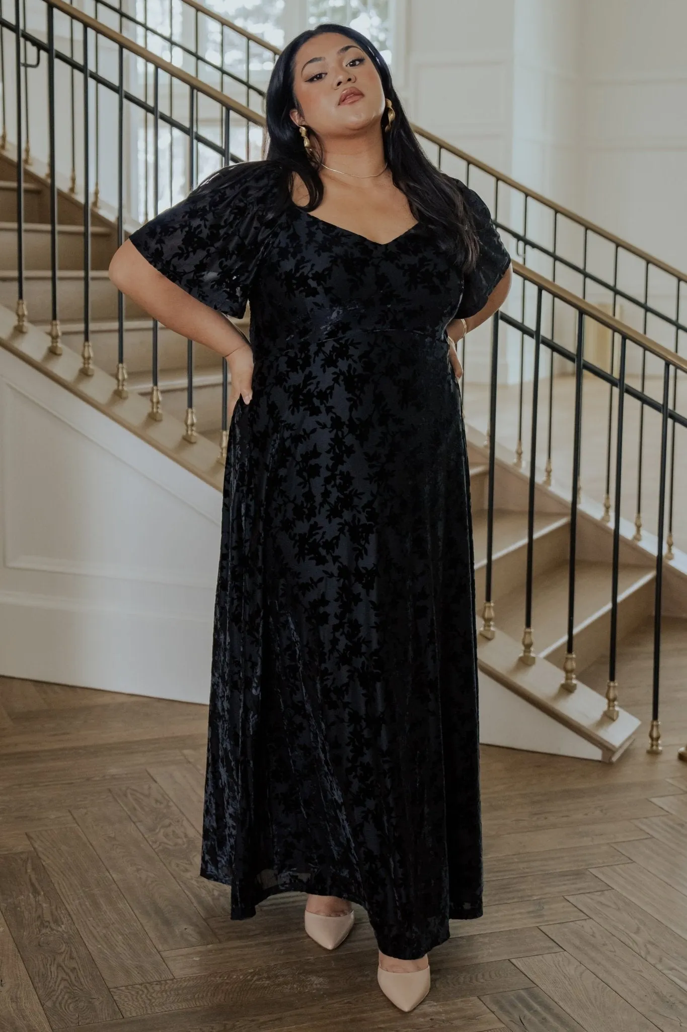 Everley Velvet Maxi Dress | Black sold by Baltic Born