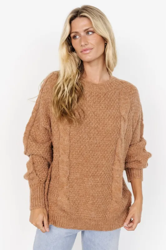 Lukas Cable Knit Sweater | Camel sold by Baltic Born