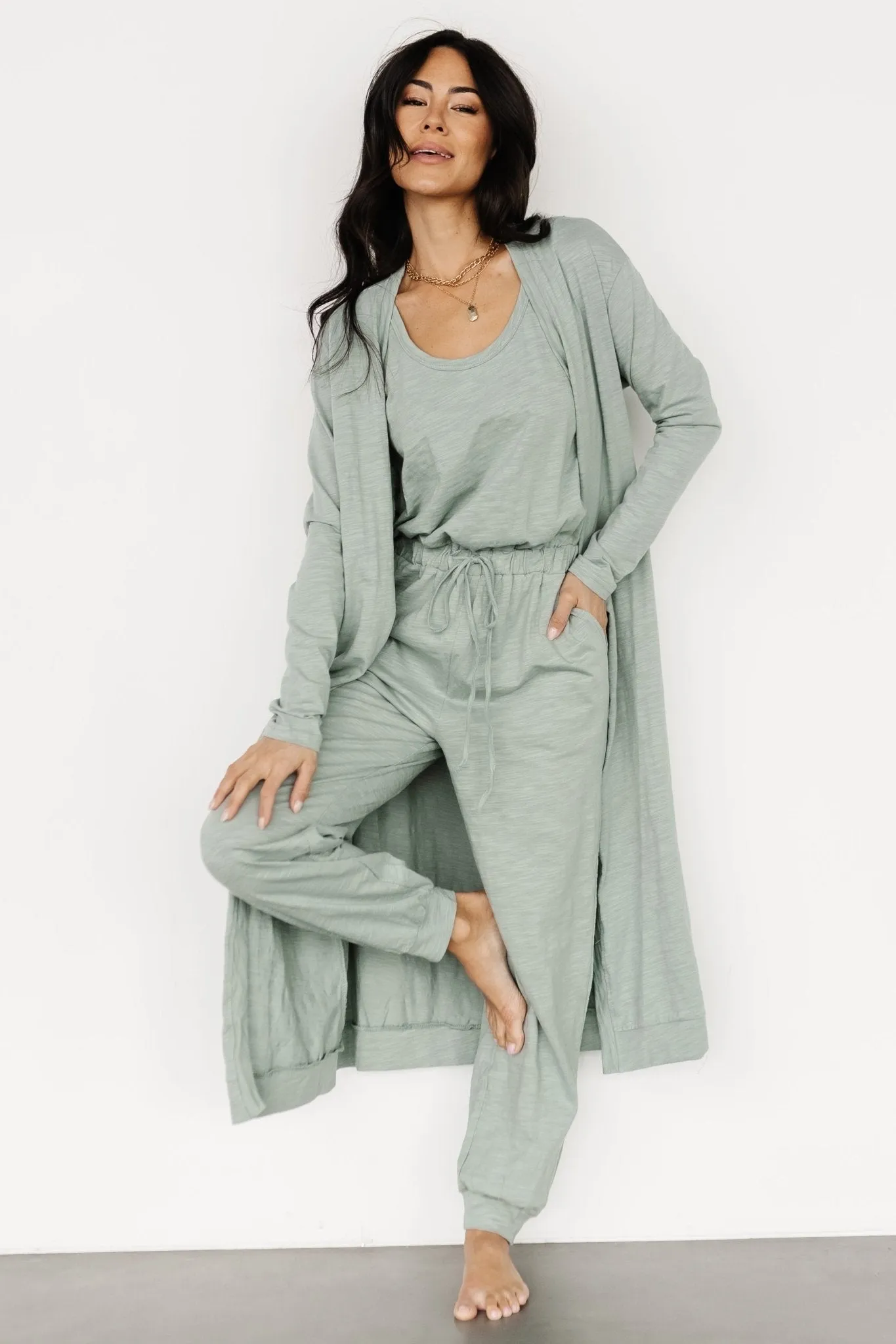 Janae Jumpsuit + Cardigan Set | Sage sold by Baltic Born product image thumbnail 5