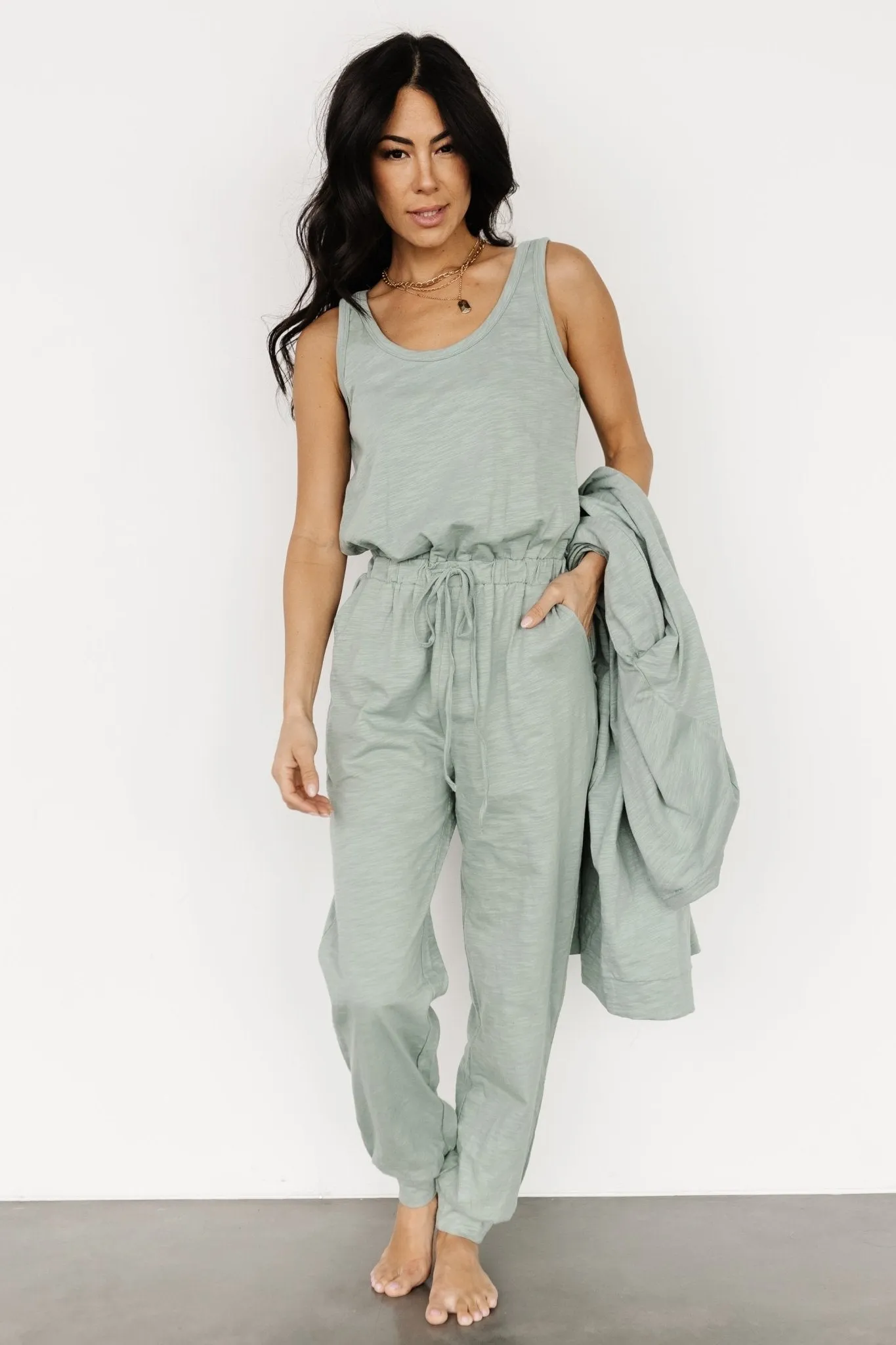 Janae Jumpsuit + Cardigan Set | Sage sold by Baltic Born product image thumbnail 2