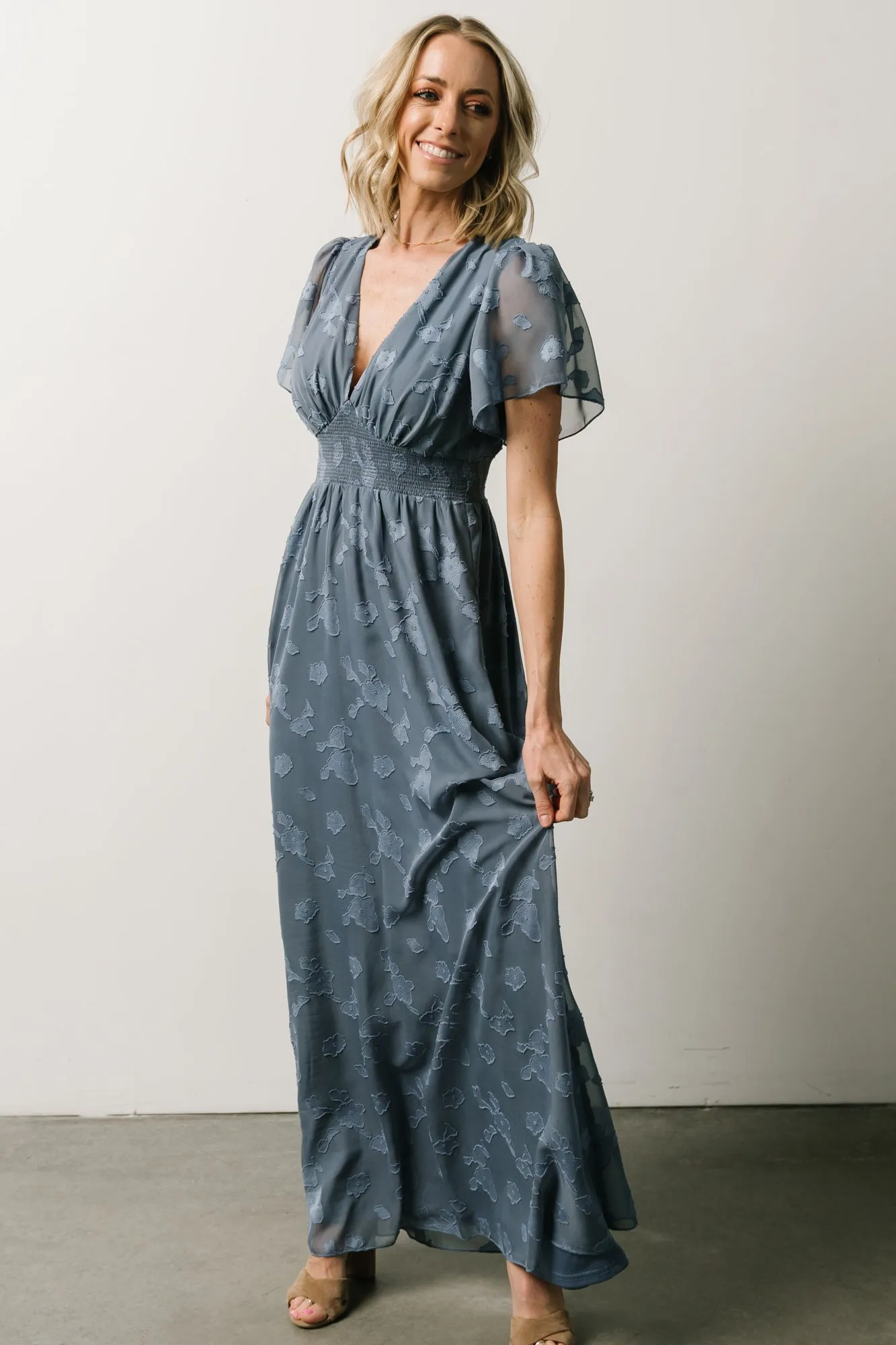 Evelyn Smocked Maxi Dress | Blue sold by Baltic Born product image thumbnail 4