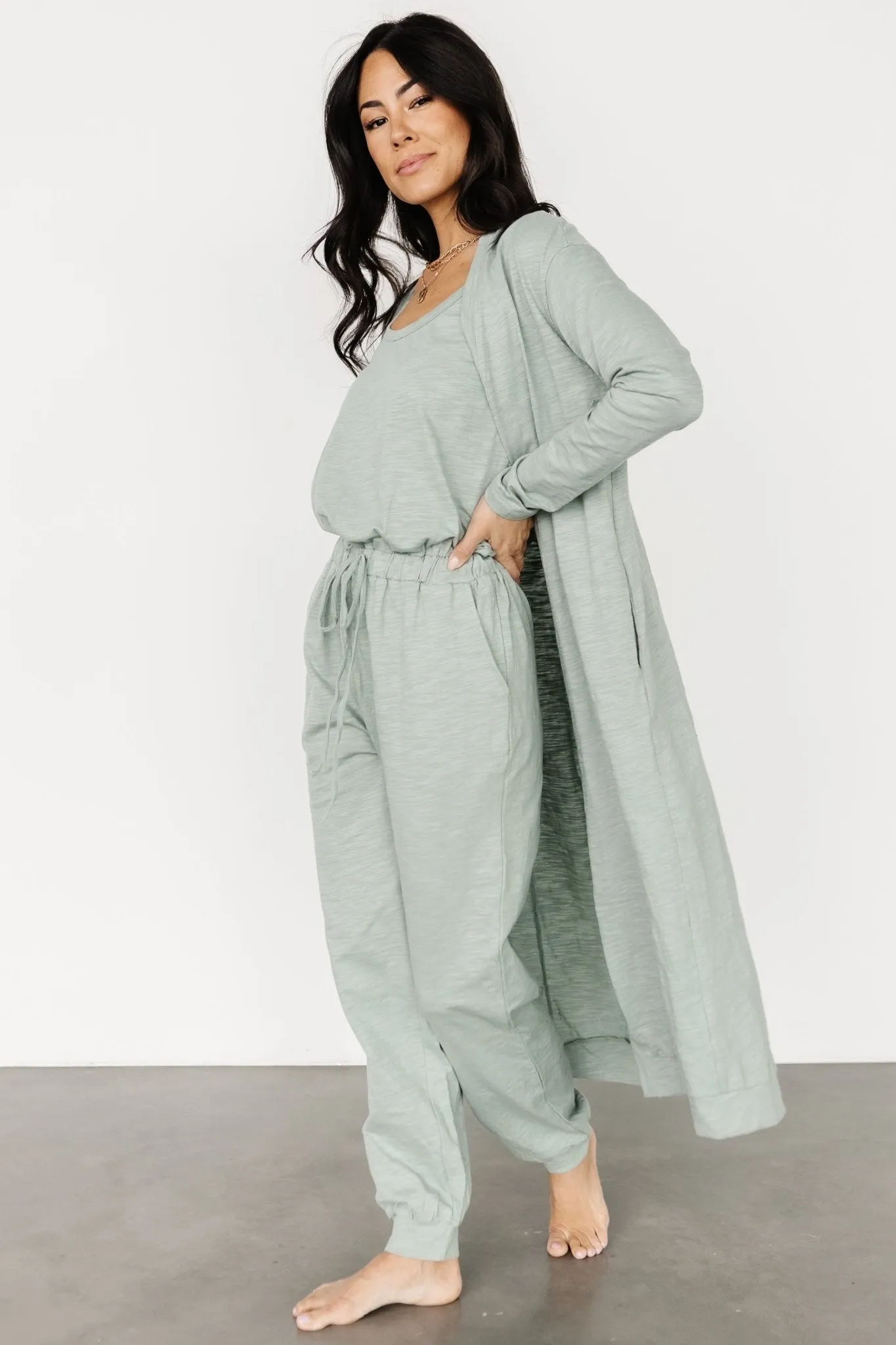 Janae Jumpsuit + Cardigan Set | Sage sold by Baltic Born product image thumbnail 3