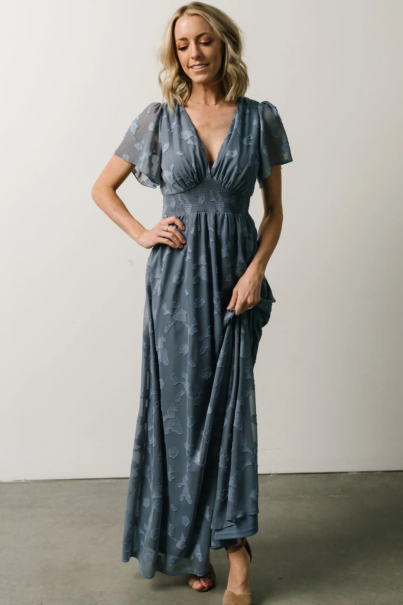 Evelyn Smocked Maxi Dress | Blue sold by Baltic Born product image thumbnail 3