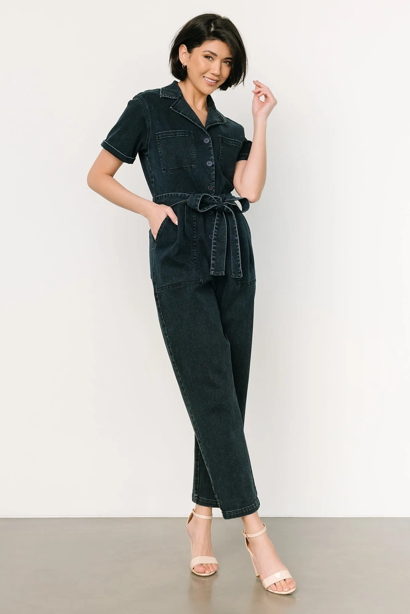 Geneva Button Jumpsuit | Washed Black sold by Baltic Born product image thumbnail 3