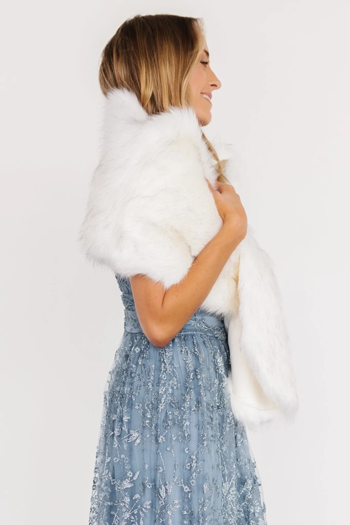 Valerie Faux Fur Shawl | Ivory sold by Baltic Born product image thumbnail 3