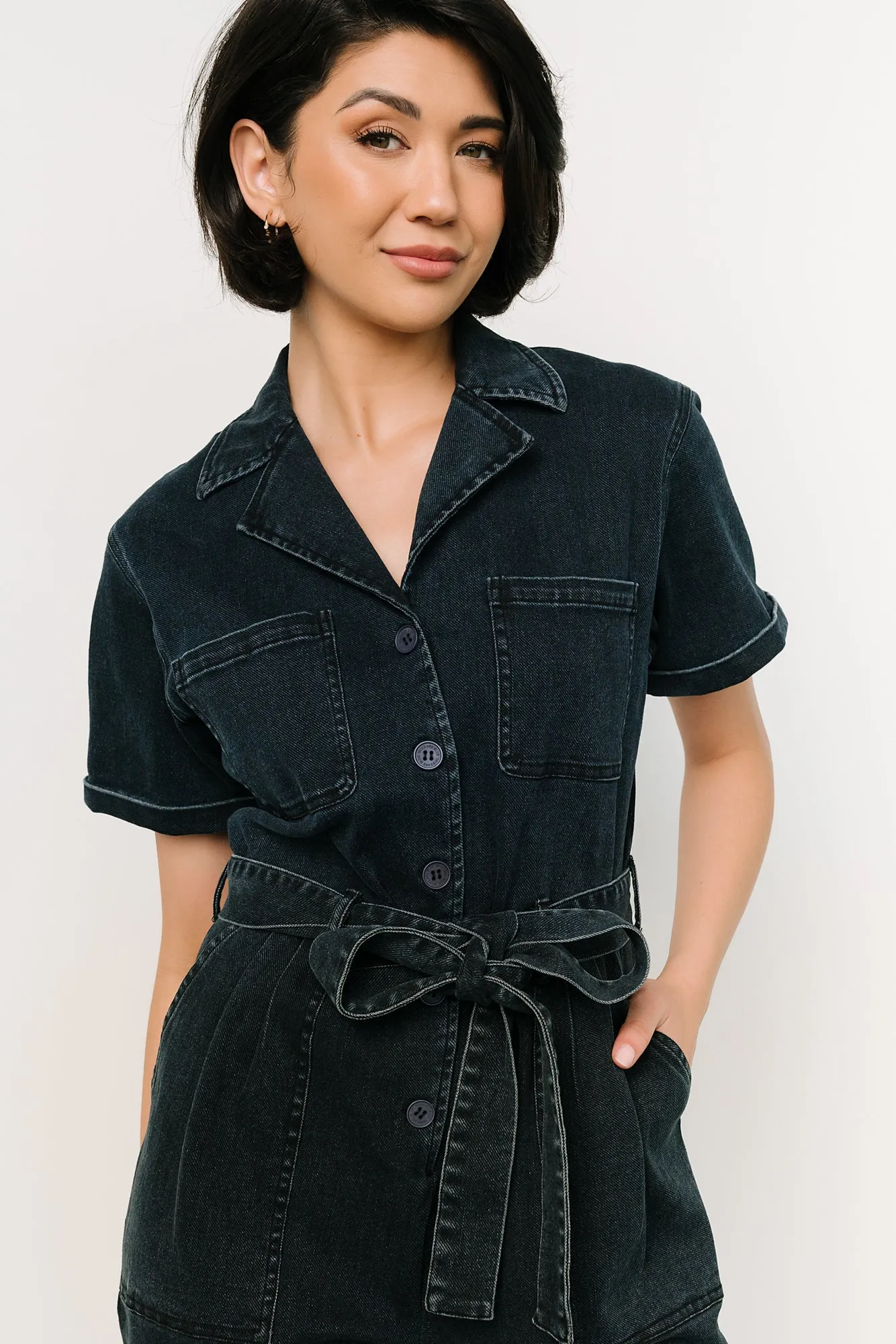 Geneva Button Jumpsuit | Washed Black sold by Baltic Born product image thumbnail 2