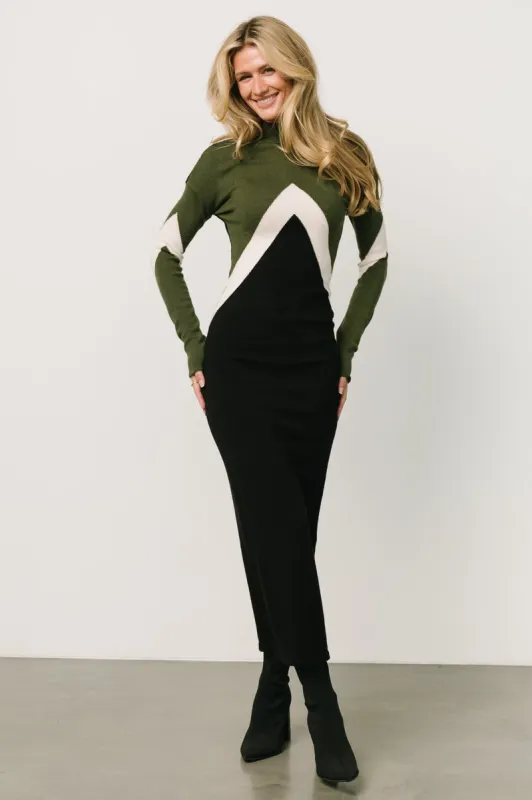 Squires Sweater Dress | Olive + Black sold by Baltic Born