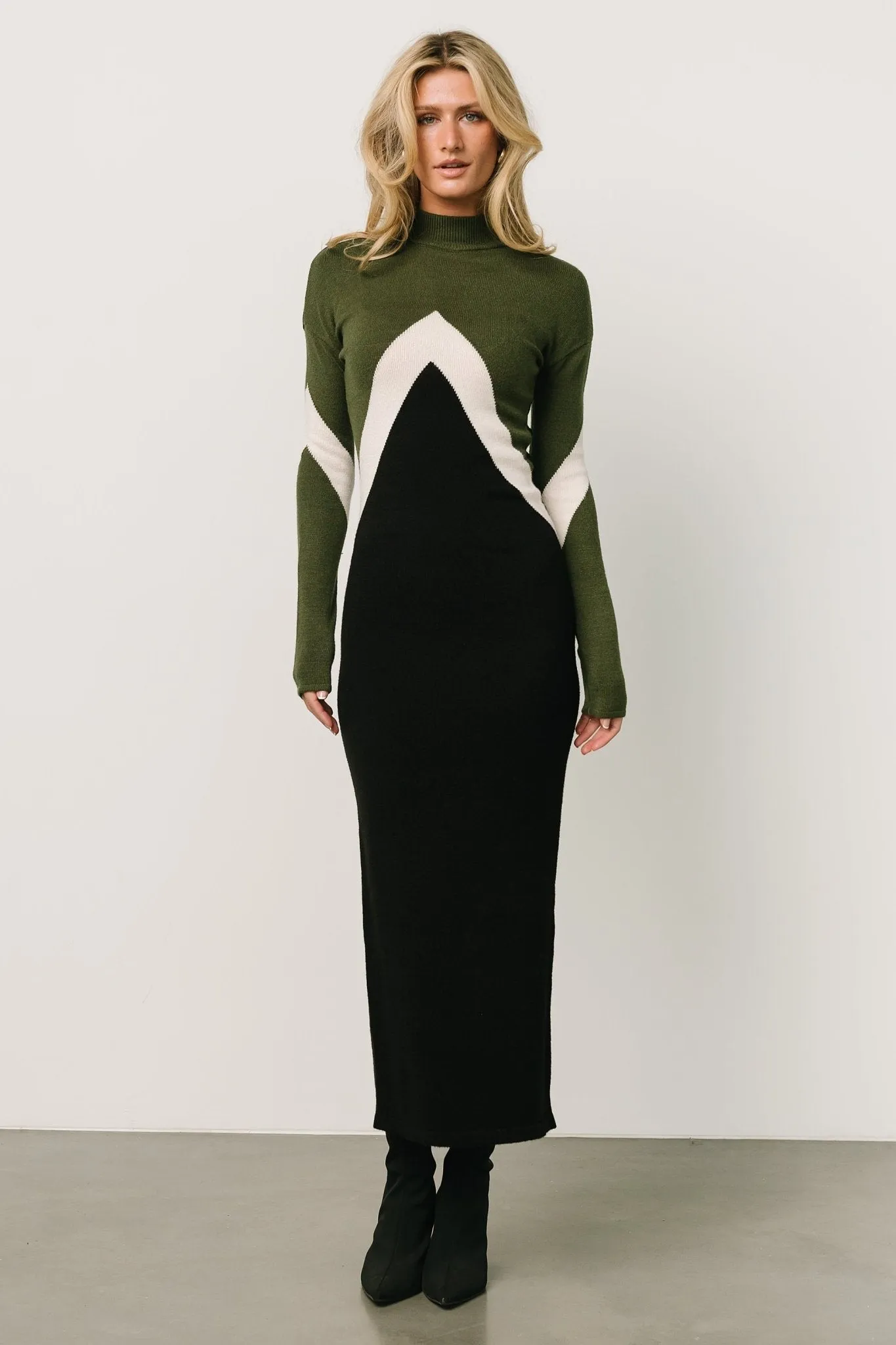 Squires Sweater Dress | Olive + Black sold by Baltic Born product image thumbnail 5