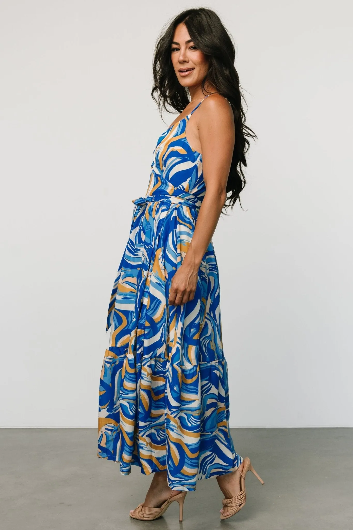 Yara Wrap Dress | Blue + Gold Multi sold by Baltic Born product image thumbnail 5