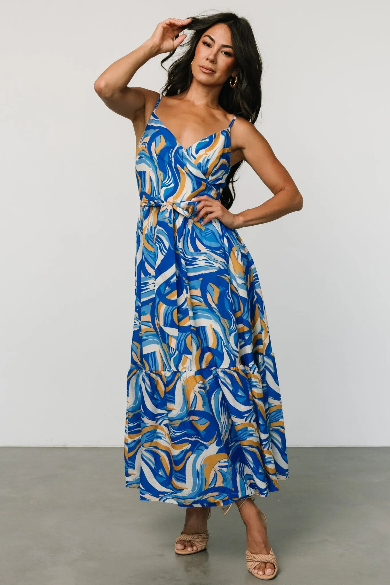 Yara Wrap Dress | Blue + Gold Multi sold by Baltic Born product image thumbnail 3