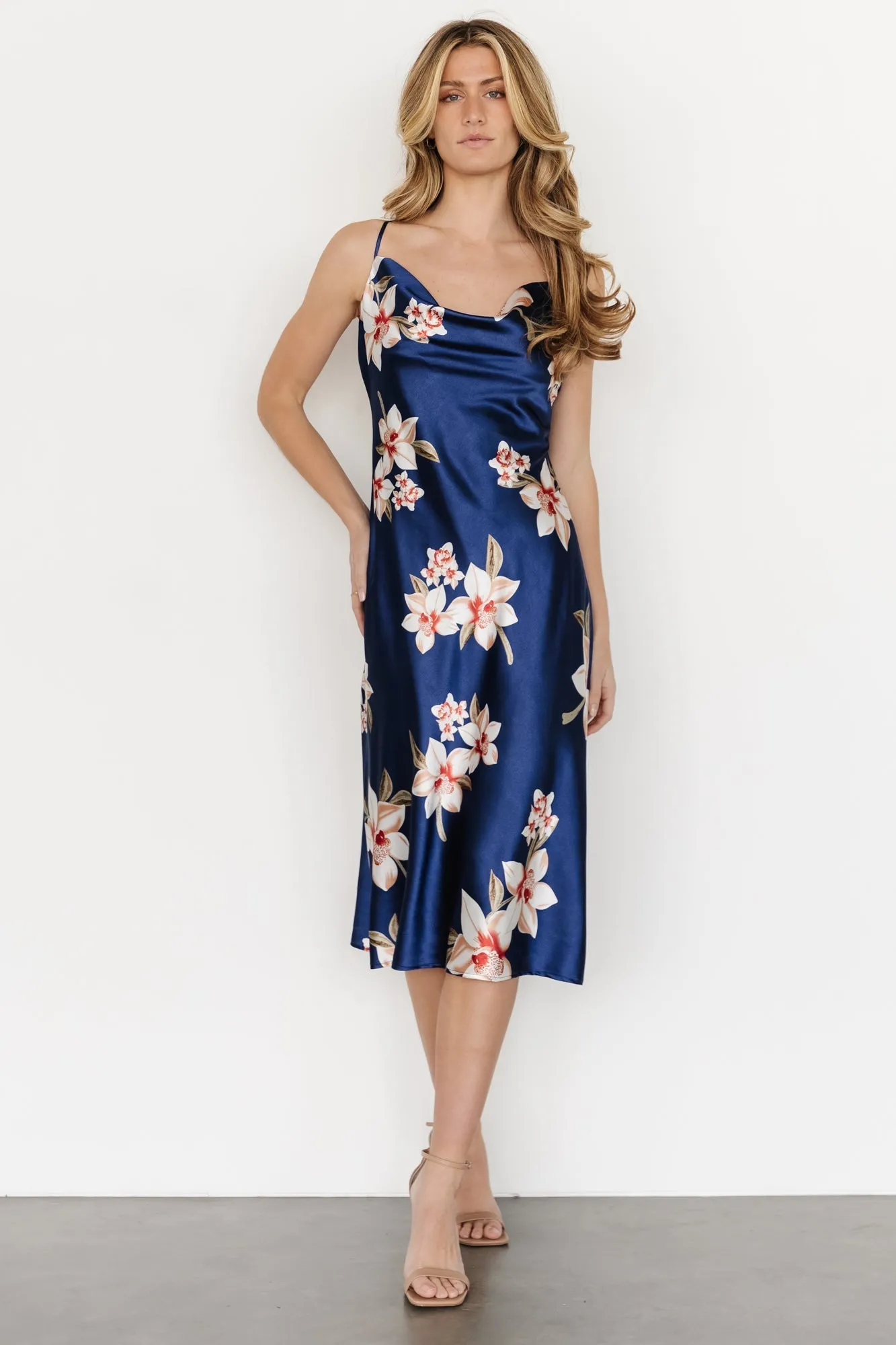 Katarina Slip Midi Dress | Vintage Blue Floral sold by Baltic Born