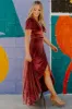 Andi Ribbed Velvet Wrap Dress | Dark Rose sold by Baltic Born