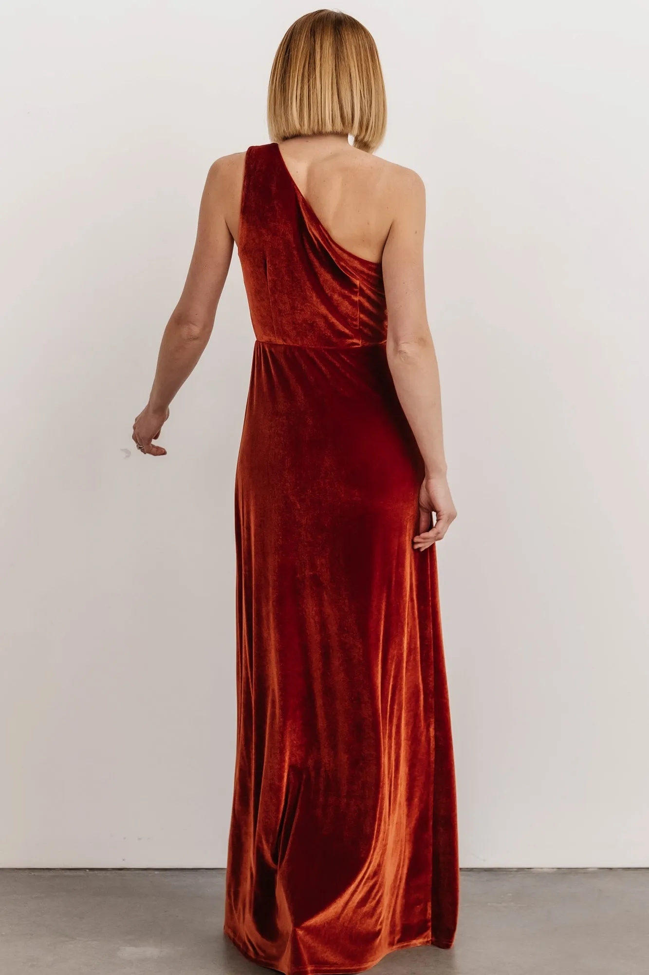 Tatiana Velvet One Shoulder Maxi Dress | Rust sold by Baltic Born product image thumbnail 5