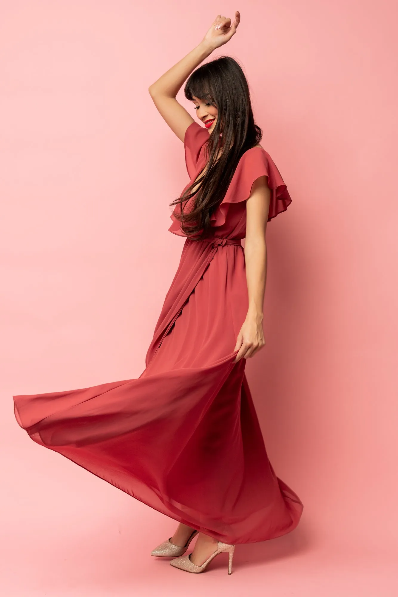 Katya Ruffle Maxi Dress | Rosewood sold by Baltic Born product image thumbnail 2