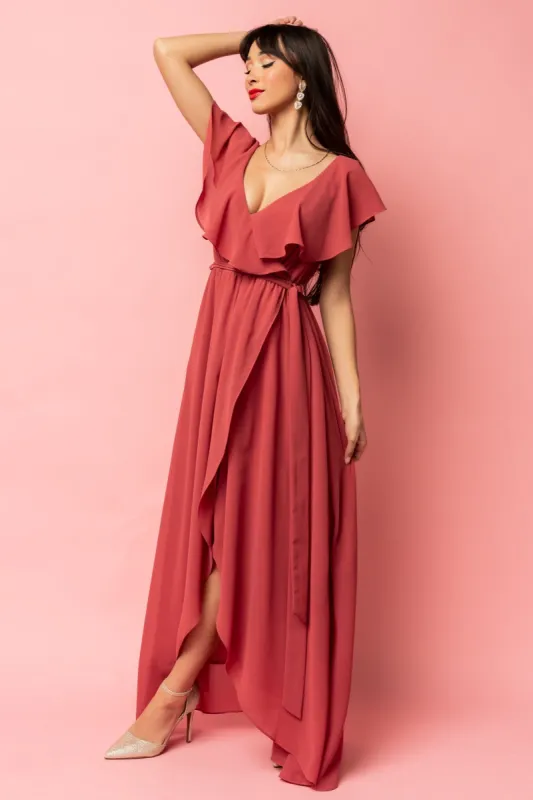Katya Ruffle Maxi Dress | Rosewood sold by Baltic Born