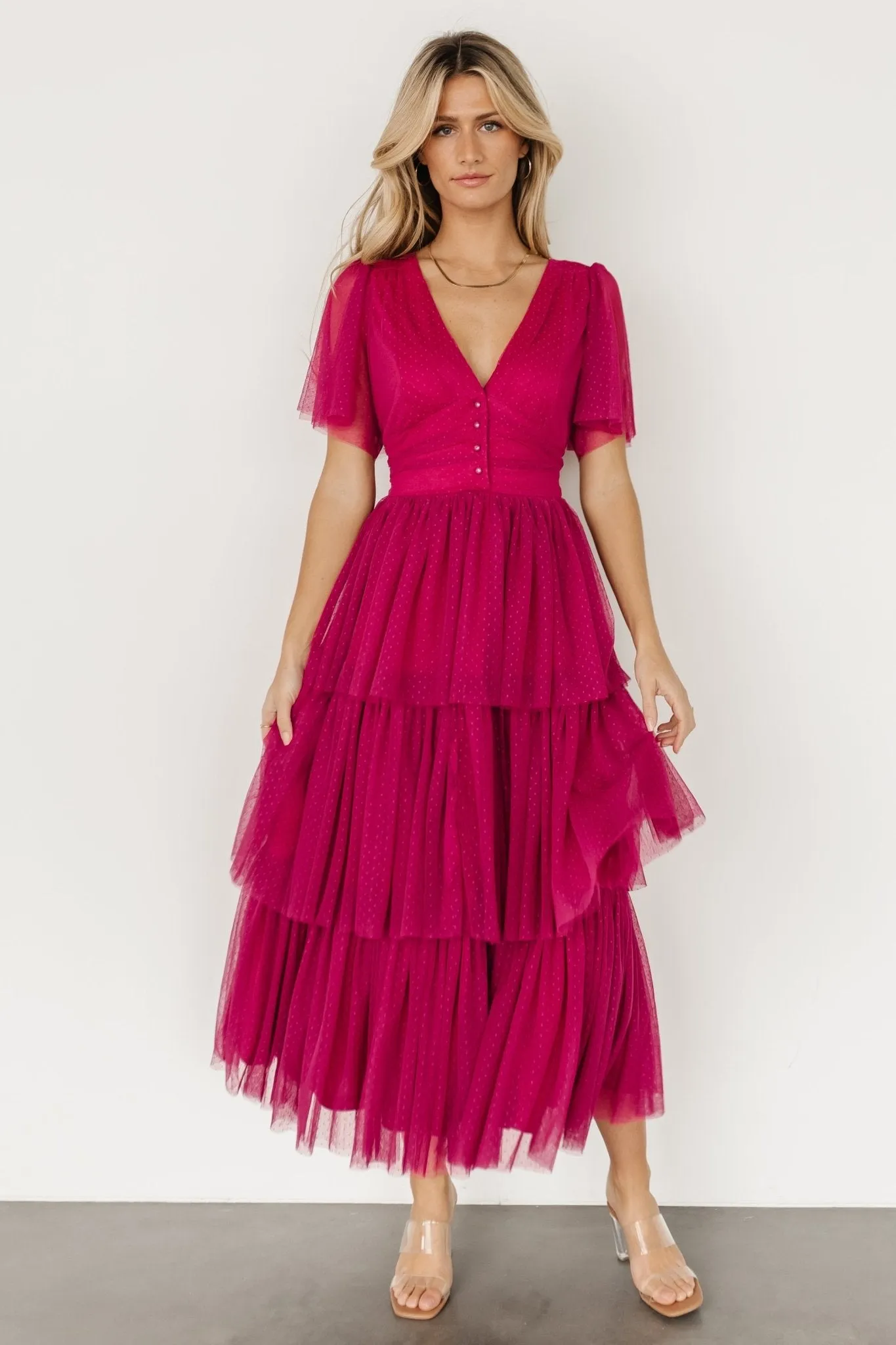 Starlet Tiered Maxi Dress | Magenta Berry sold by Baltic Born product image thumbnail 5