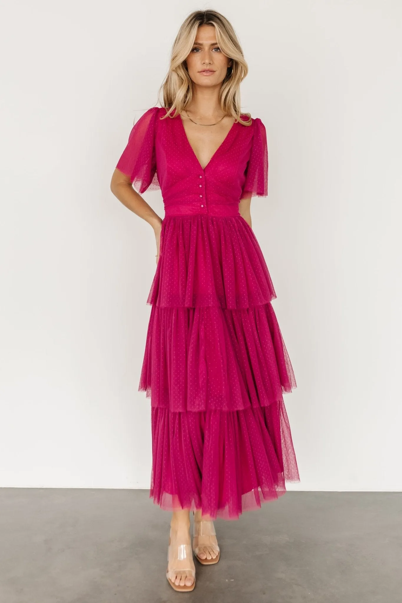 Starlet Tiered Maxi Dress | Magenta Berry sold by Baltic Born product image thumbnail 3