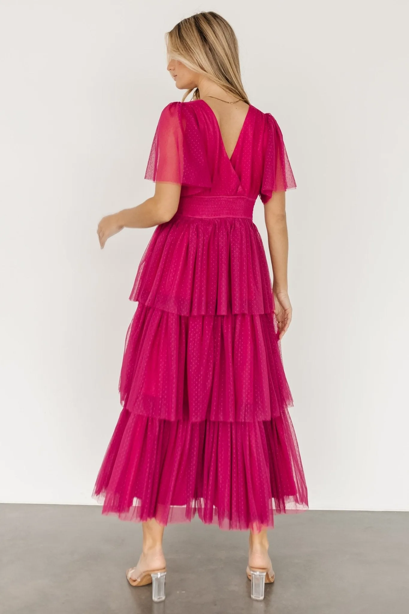 Starlet Tiered Maxi Dress | Magenta Berry sold by Baltic Born product image thumbnail 4