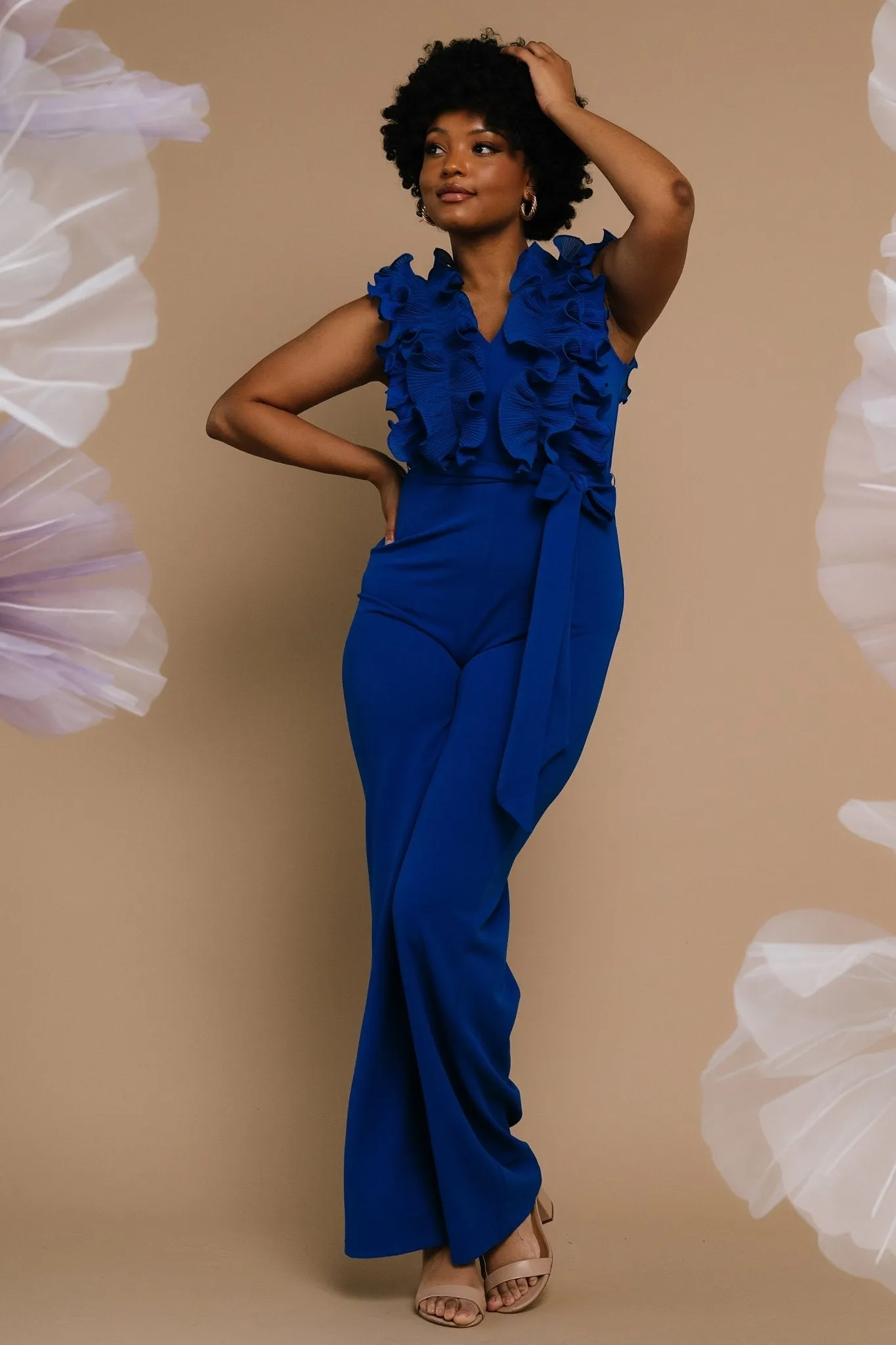 Tyra Ruffle Tank Jumpsuit | Cobalt sold by Baltic Born product image thumbnail 5