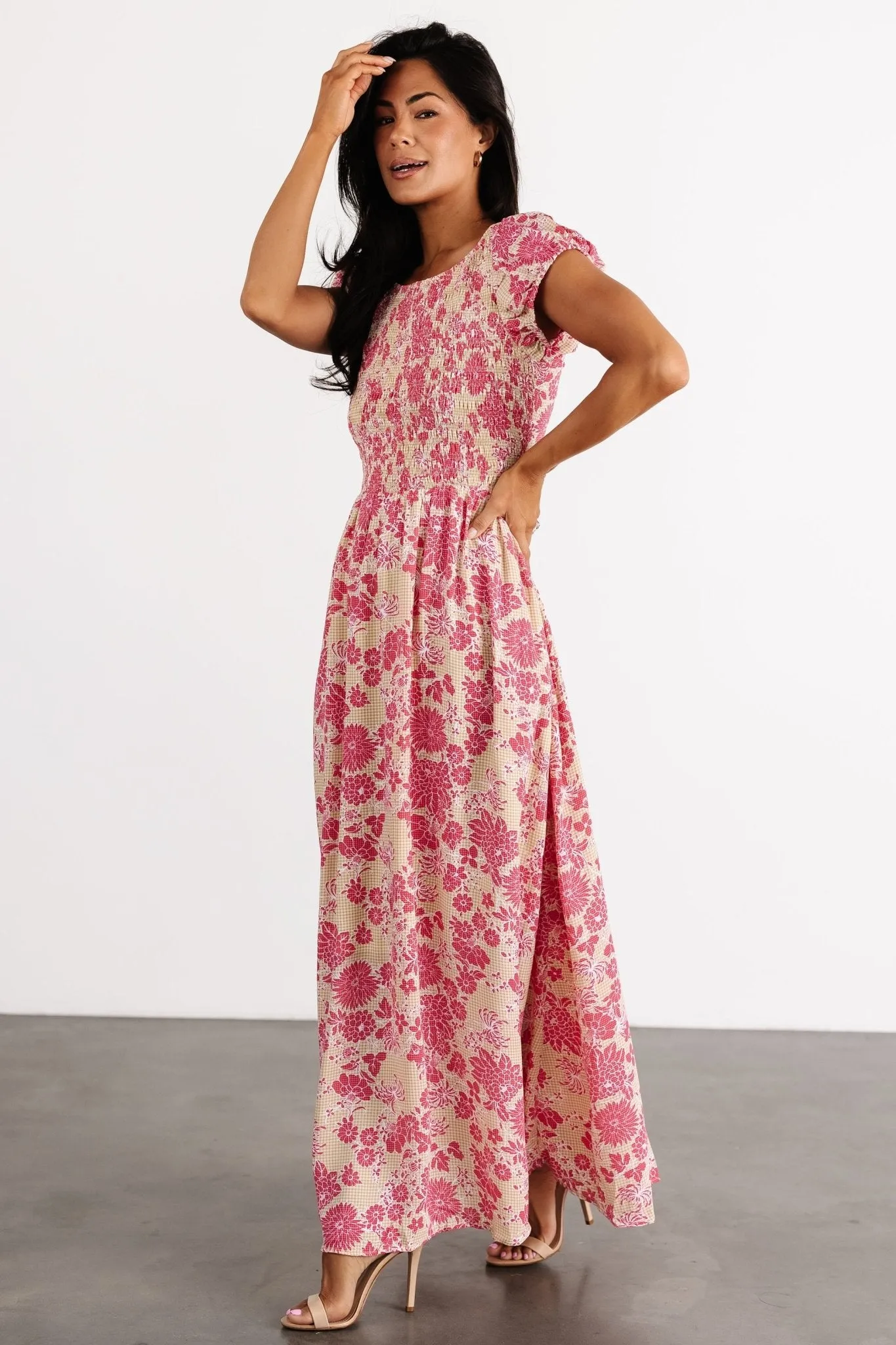 Tabitha Open Back Maxi Dress | Yellow + Coral sold by Baltic Born product image thumbnail 3