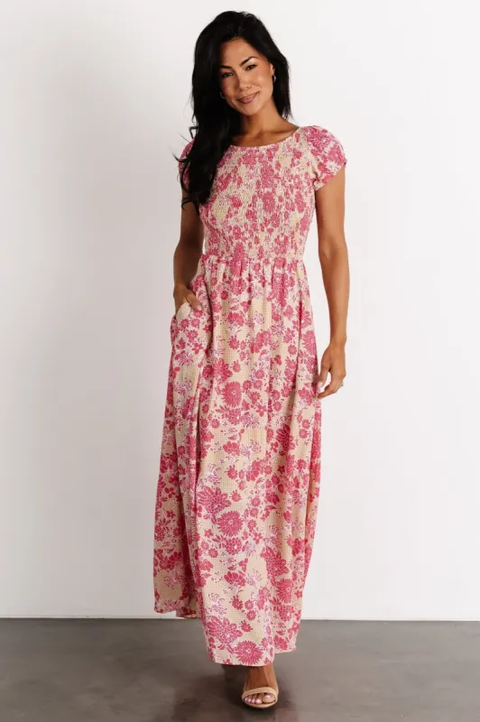 Tabitha Open Back Maxi Dress | Yellow + Coral made by Listicle