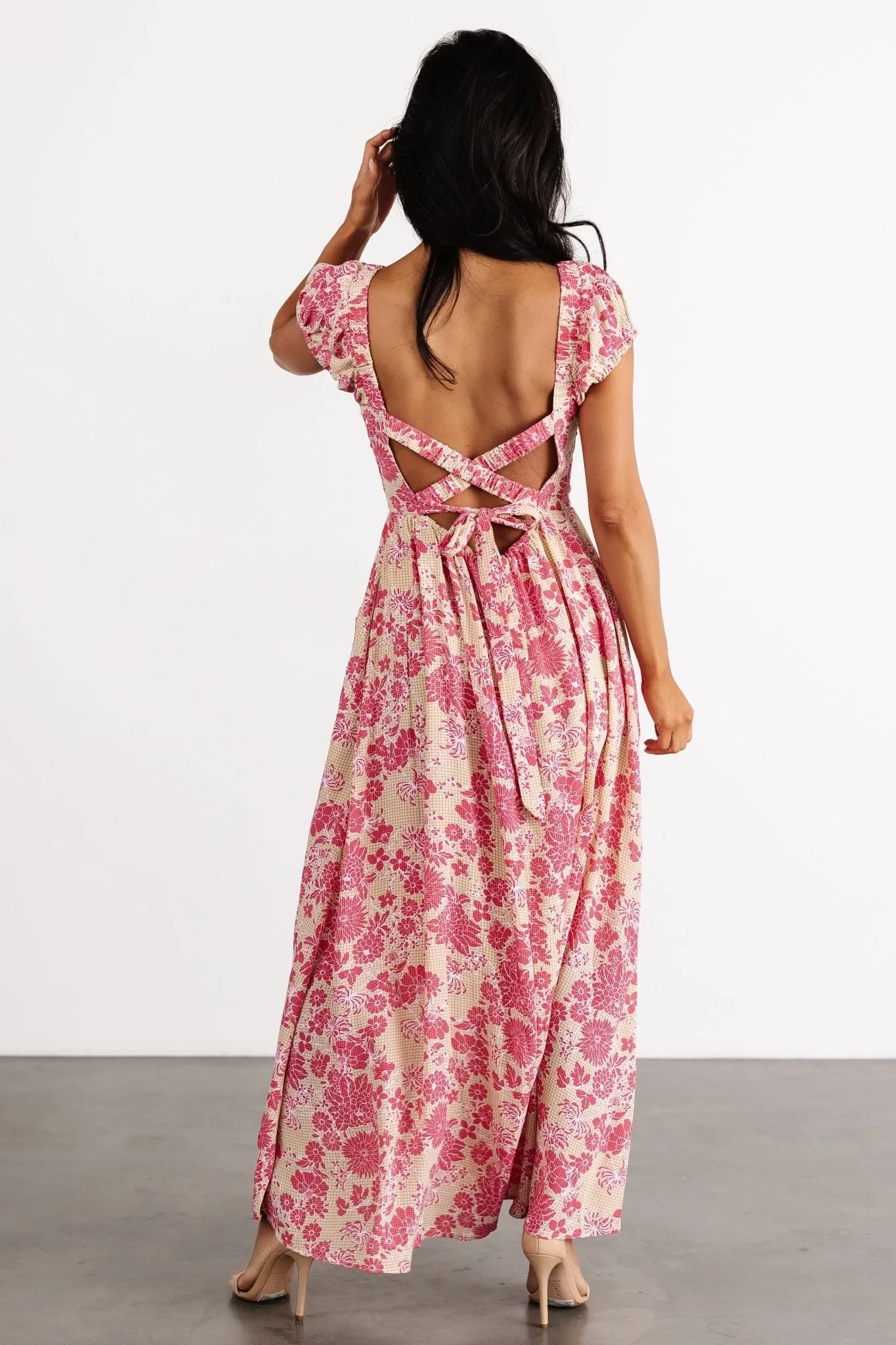 Tabitha Open Back Maxi Dress | Yellow + Coral sold by Baltic Born product image thumbnail 2