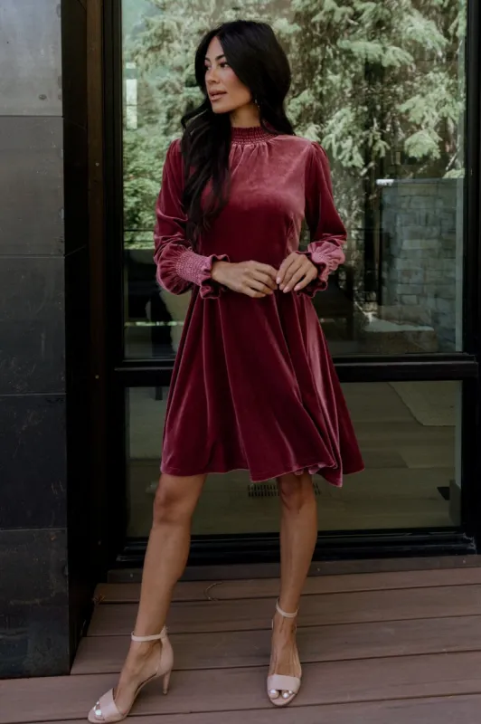 Tina Velvet Short Dress | Mauve sold by Baltic Born