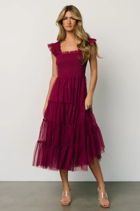 Emma Smocked Tulle Dress | Boysenberry sold by Baltic Born