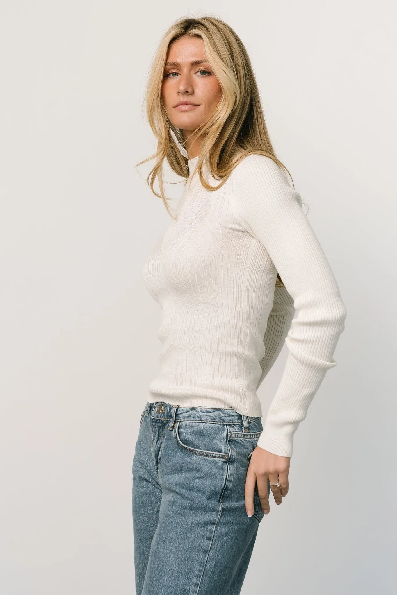 Jamison Ribbed Sweater Top | Ivory sold by Baltic Born product image thumbnail 4
