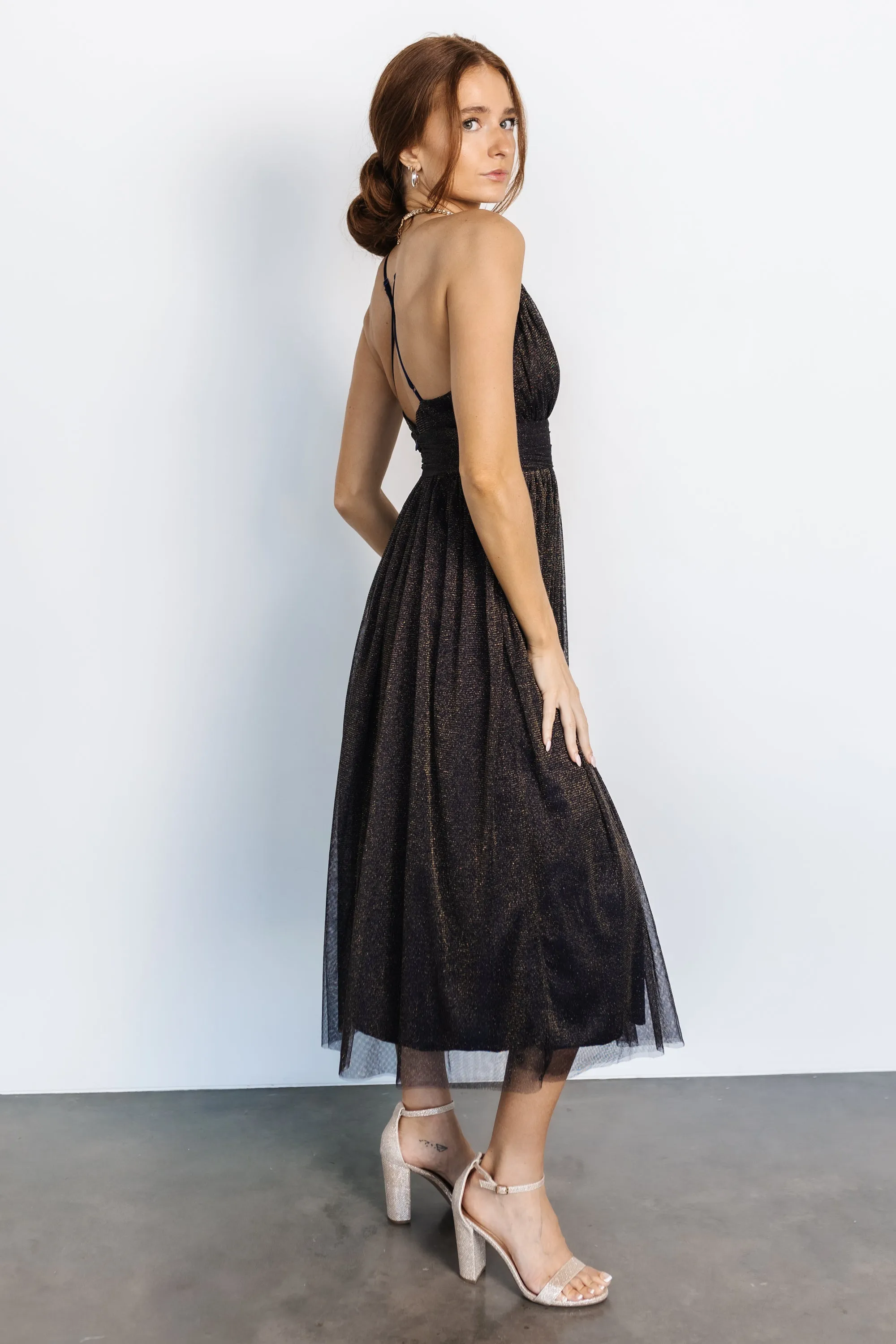 Gigi Shimmer Dress | Navy + Gold sold by Baltic Born product image thumbnail 4