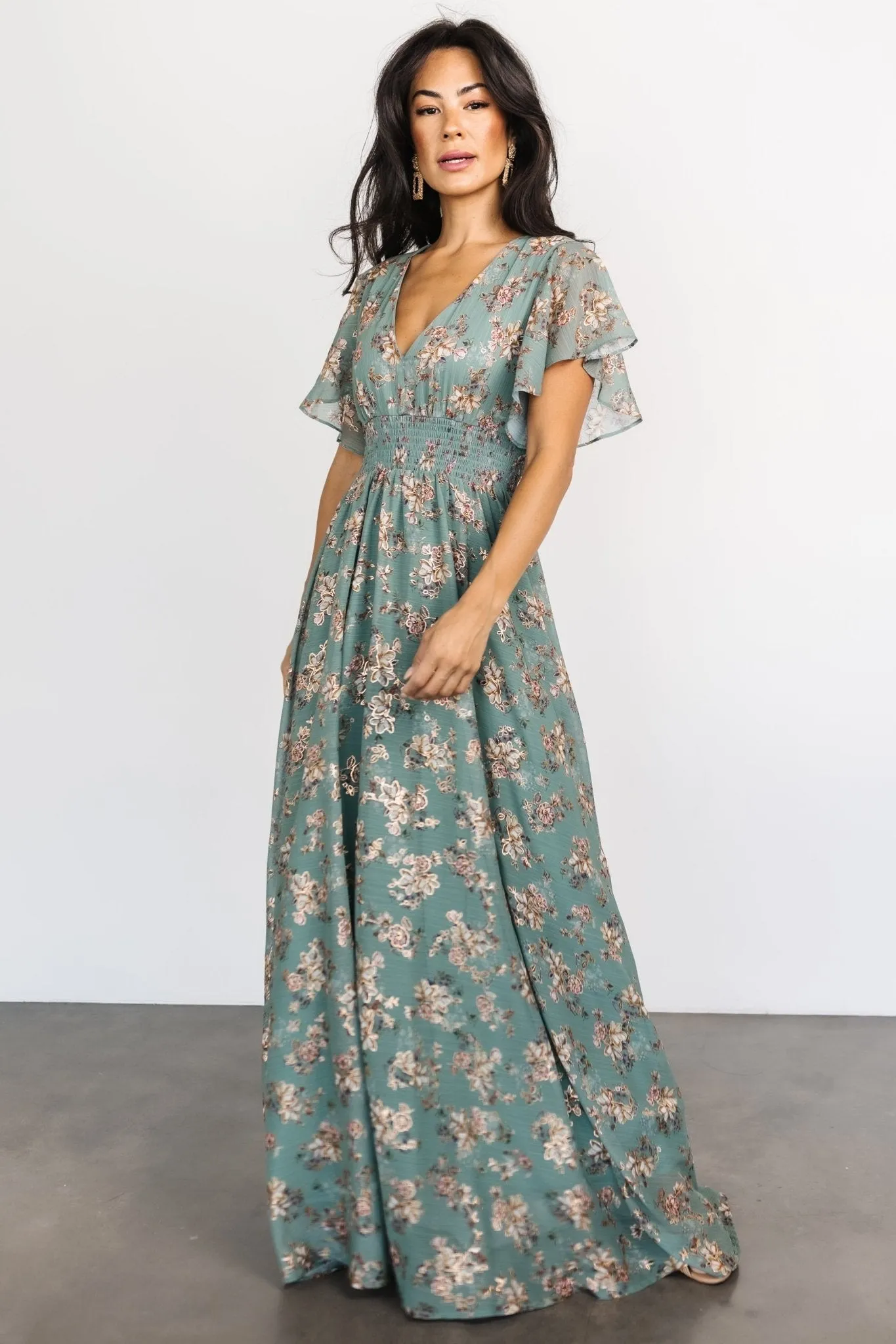 Lynlee Metallic Maxi Dress | Eucalyptus sold by Baltic Born product image thumbnail 2