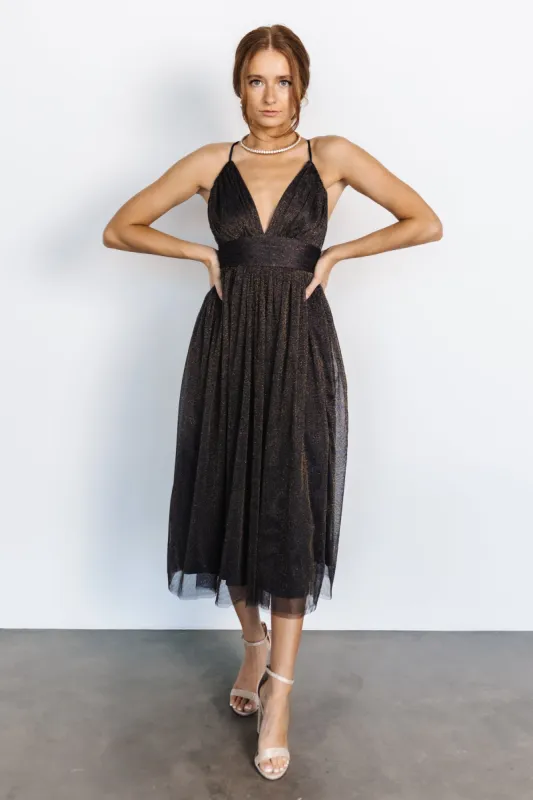 Gigi Shimmer Dress | Navy + Gold made by Baltic Born
