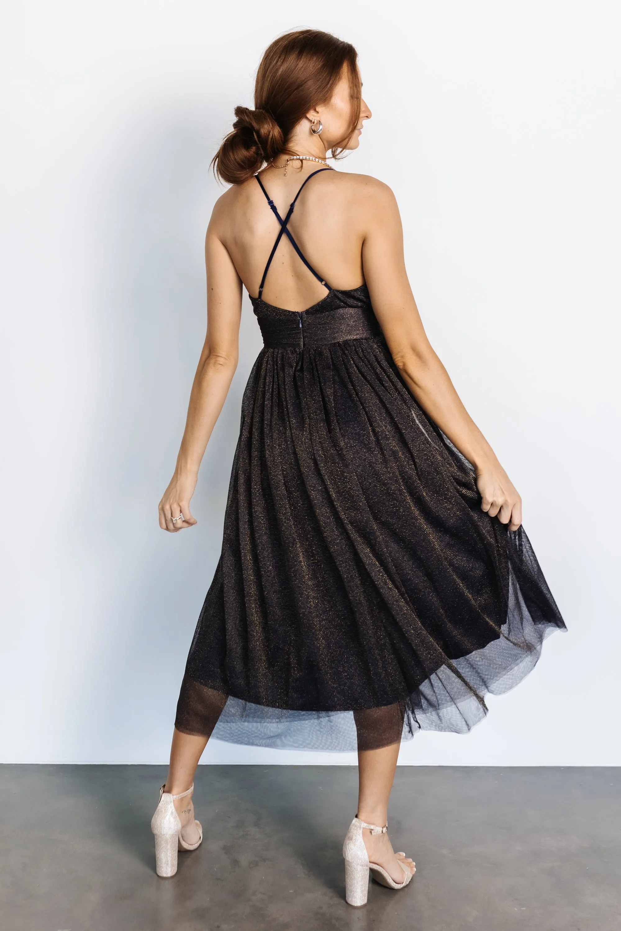 Gigi Shimmer Dress | Navy + Gold sold by Baltic Born product image thumbnail 5