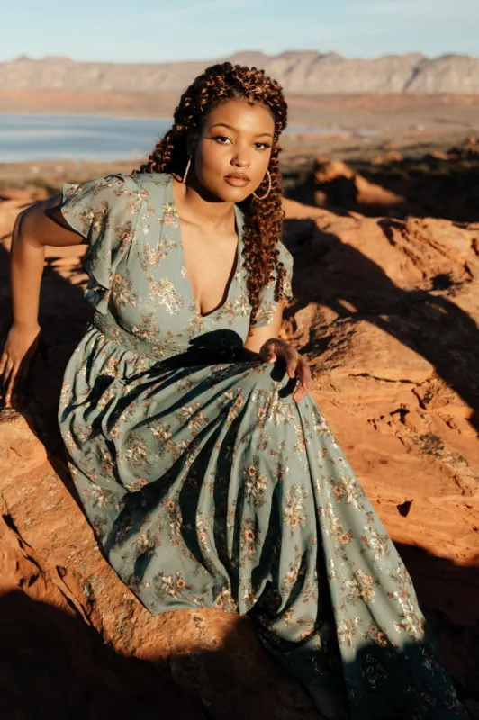 Lynlee Metallic Maxi Dress | Eucalyptus sold by Baltic Born