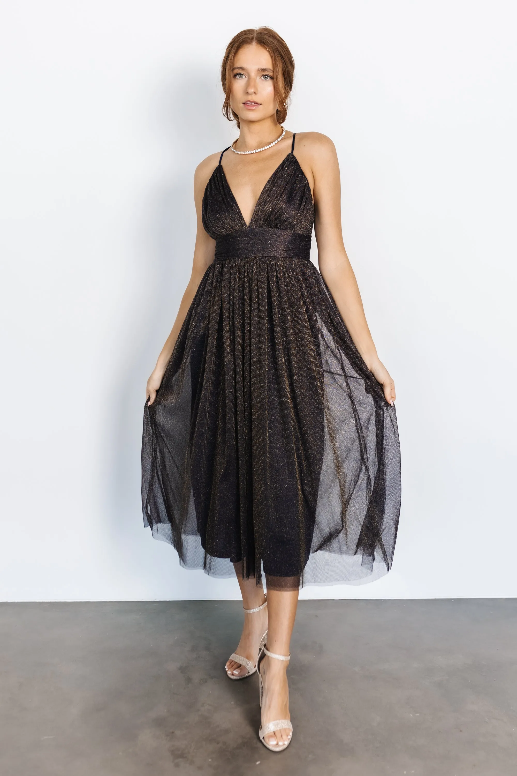 Gigi Shimmer Dress | Navy + Gold sold by Baltic Born product image thumbnail 2