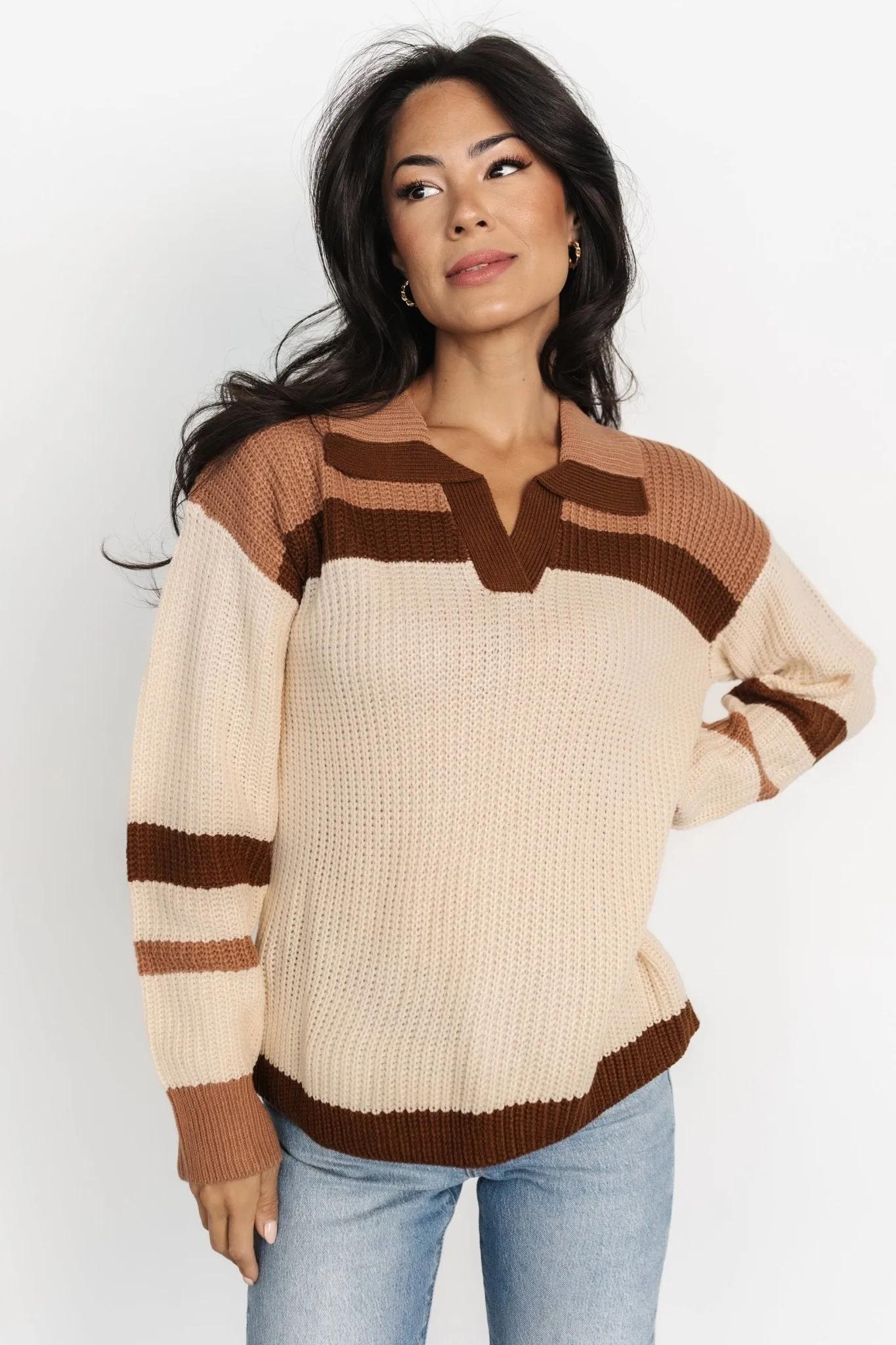 Davey Color Block Sweater | Cream Multi sold by Baltic Born