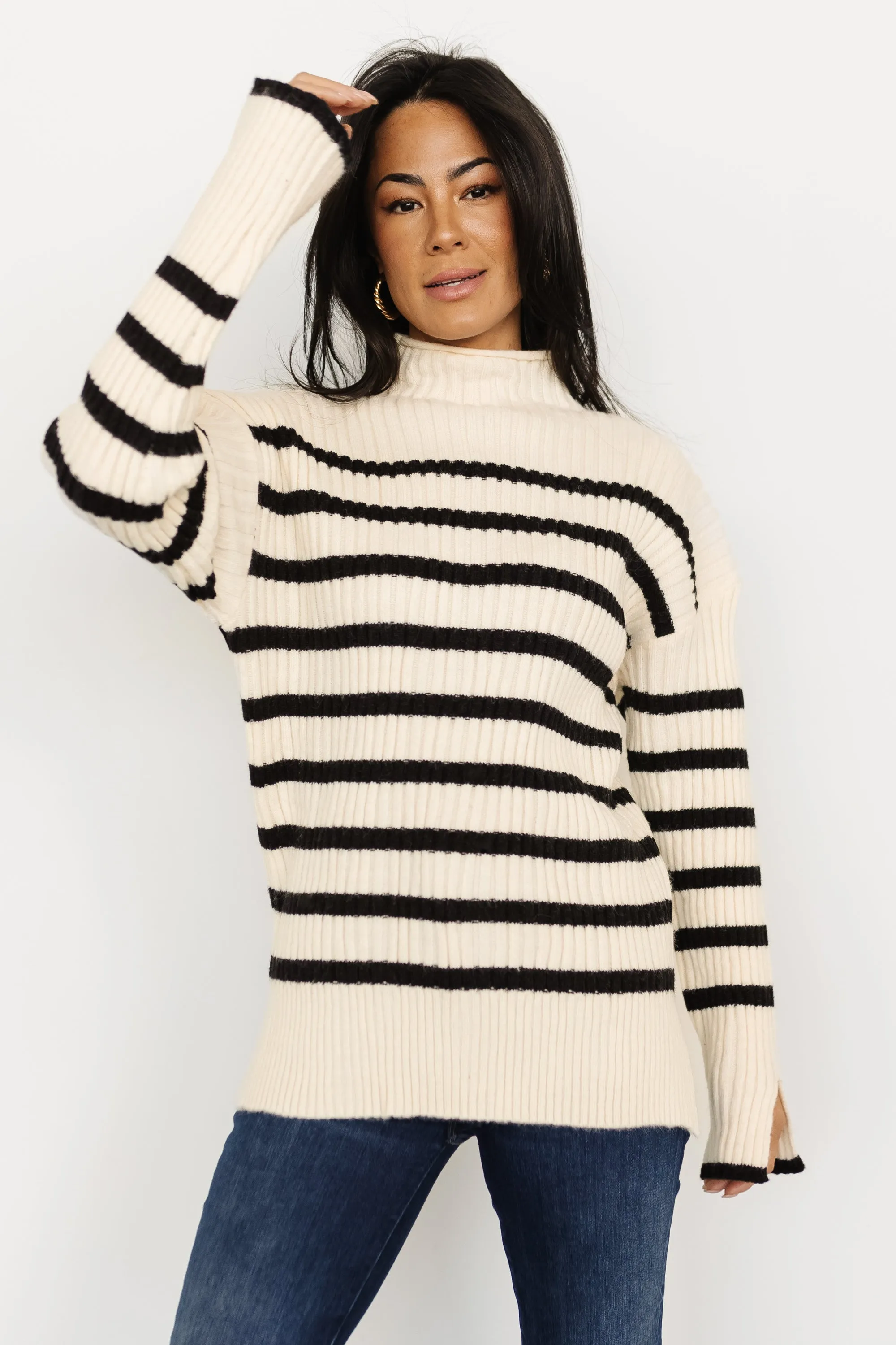 Landell Striped Sweater | Ivory + Black sold by Baltic Born product image thumbnail 2