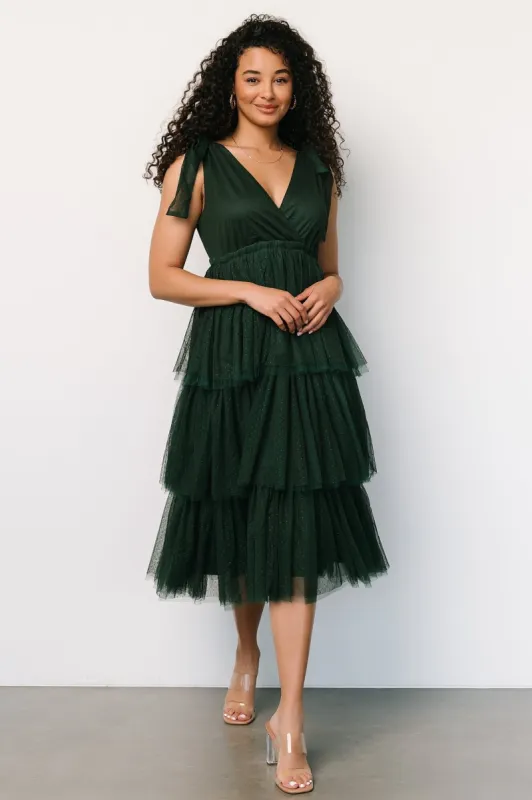 Tessa Tiered Tulle Tank Dress | Dark Green sold by Baltic Born